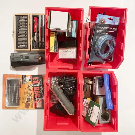 Four Small Storage Tubs of Assorted Tool Accessories etc