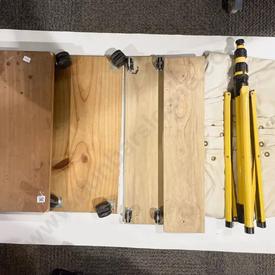 Four Assorted Trolleys with Drop Sheet & Tripod