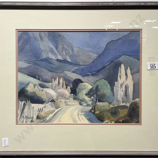 Margaret Rhodes - "Motueka Valley At Pokororo" - Watercolour