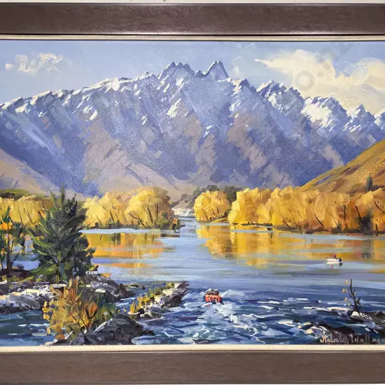 Malcolm Wallace - "Remarkables - Kawarau River" - Oil on Board