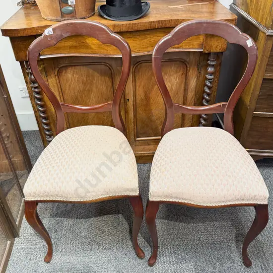 Pair of Mahogany Balloon Back Chairs