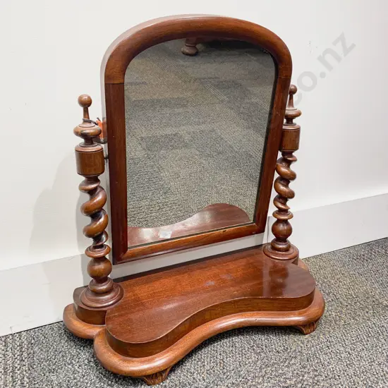 Victorian Mahogany Toilet Swing Mirror with Barley Twist Supports