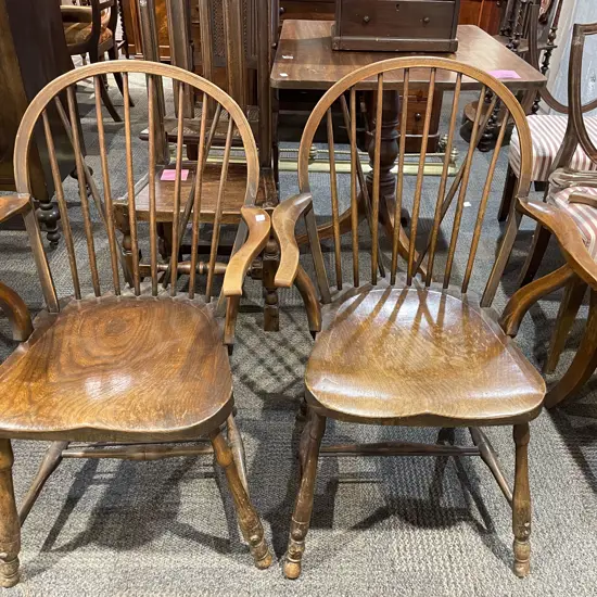 Pair of C19th Elm Windsor Chairs