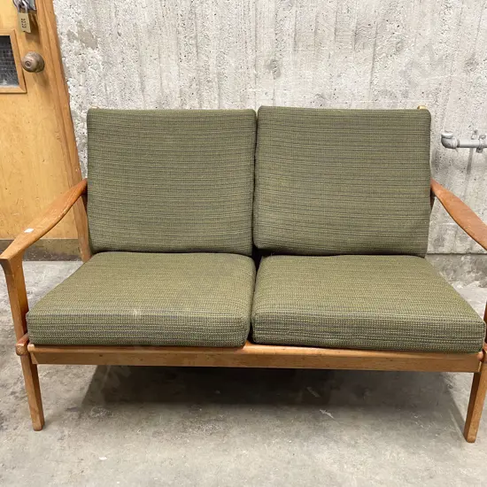 Mid Century Mahogany Two Seater Sofa