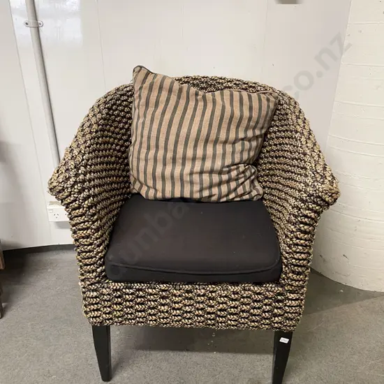 Modern Club Chair With Allover Rope Design