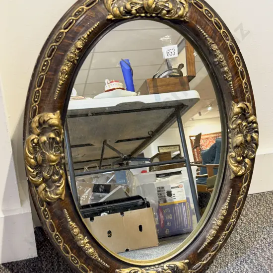 Oval Ornately Framed Wall Mirror