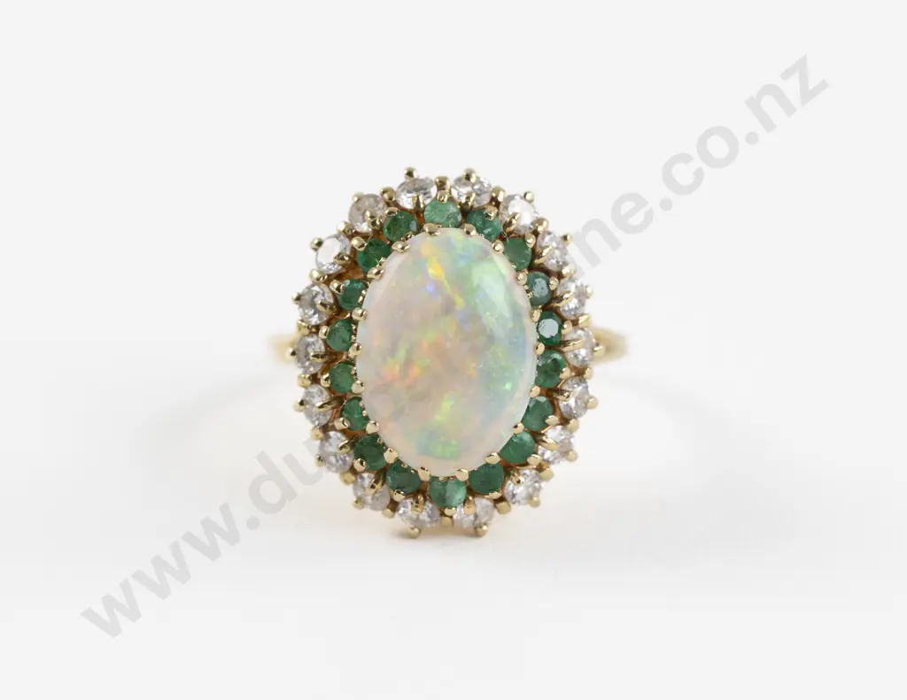 14ct 37Stone Opal Emerald and Diamond Dress Ring Image 1++