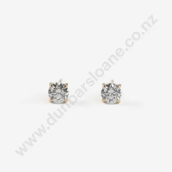 Pair 14ct Single Diamond Stud Earrings