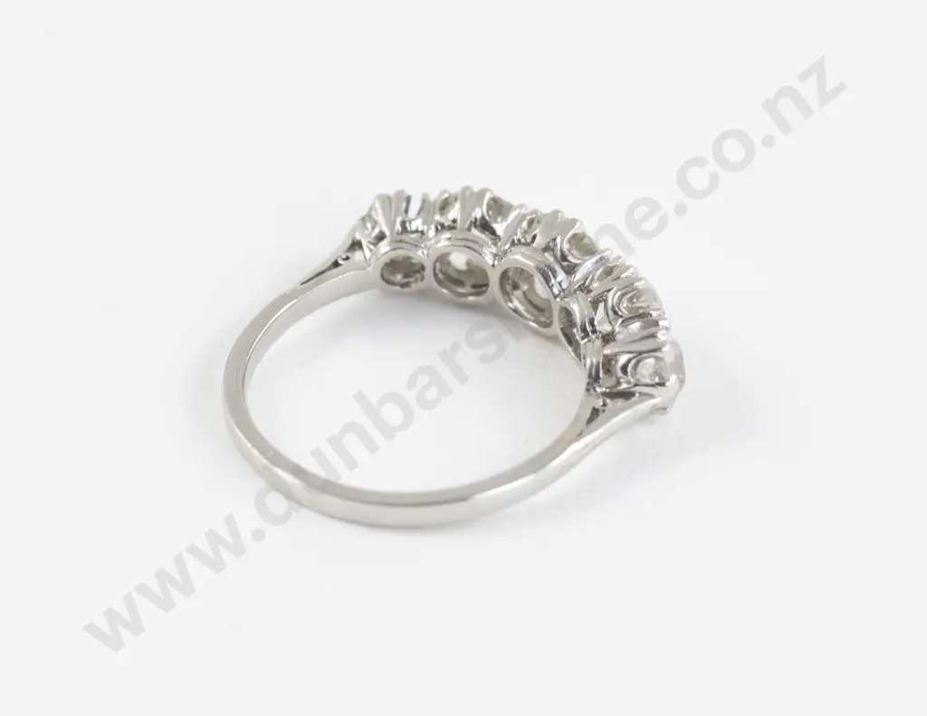 All Platinum Five Stone Diamond Bridge Ring Image 1++
