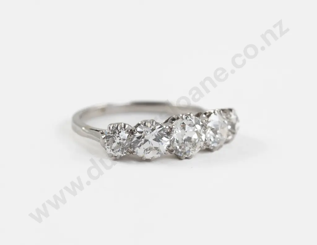 All Platinum Five Stone Diamond Bridge Ring Image 1++