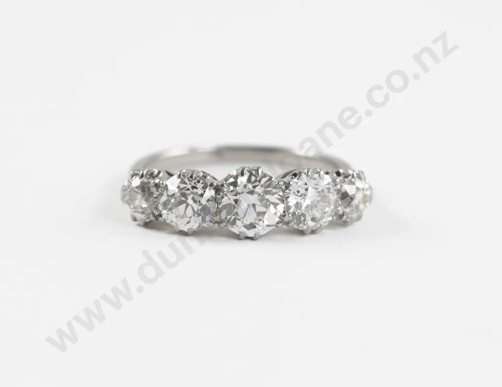 All Platinum Five Stone Diamond Bridge Ring Image 1++
