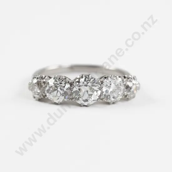 All Platinum Five Stone Diamond Bridge Ring