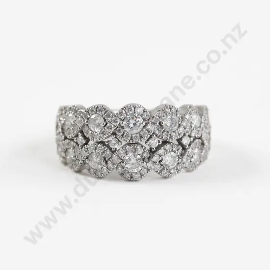 14ct White Gold Diamond Cluster Band Ring