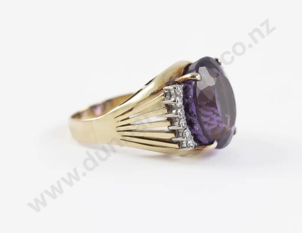 14ct 13Stone Amethyst and Diamond Dress Ring Image 1++