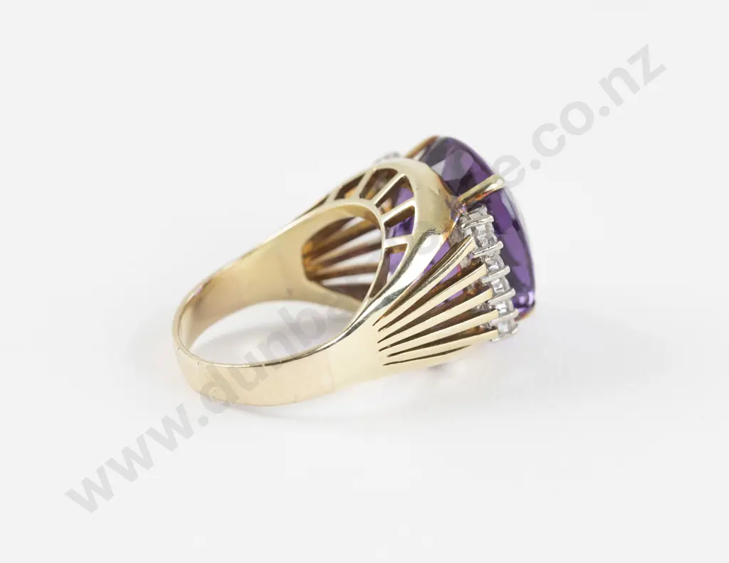14ct 13Stone Amethyst and Diamond Dress Ring Image 1++