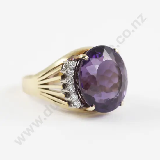 14ct 13Stone Amethyst and Diamond Dress Ring