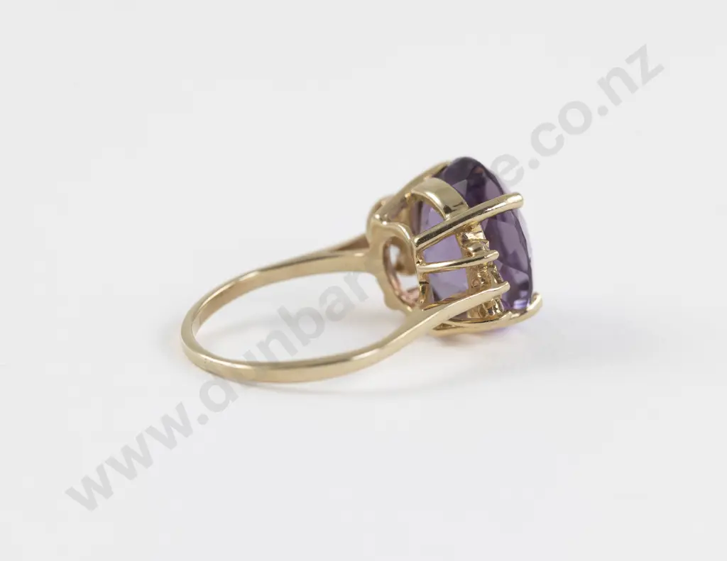 14ct Seven Stone Amethyst and Diamond Dress Ring Image 1++