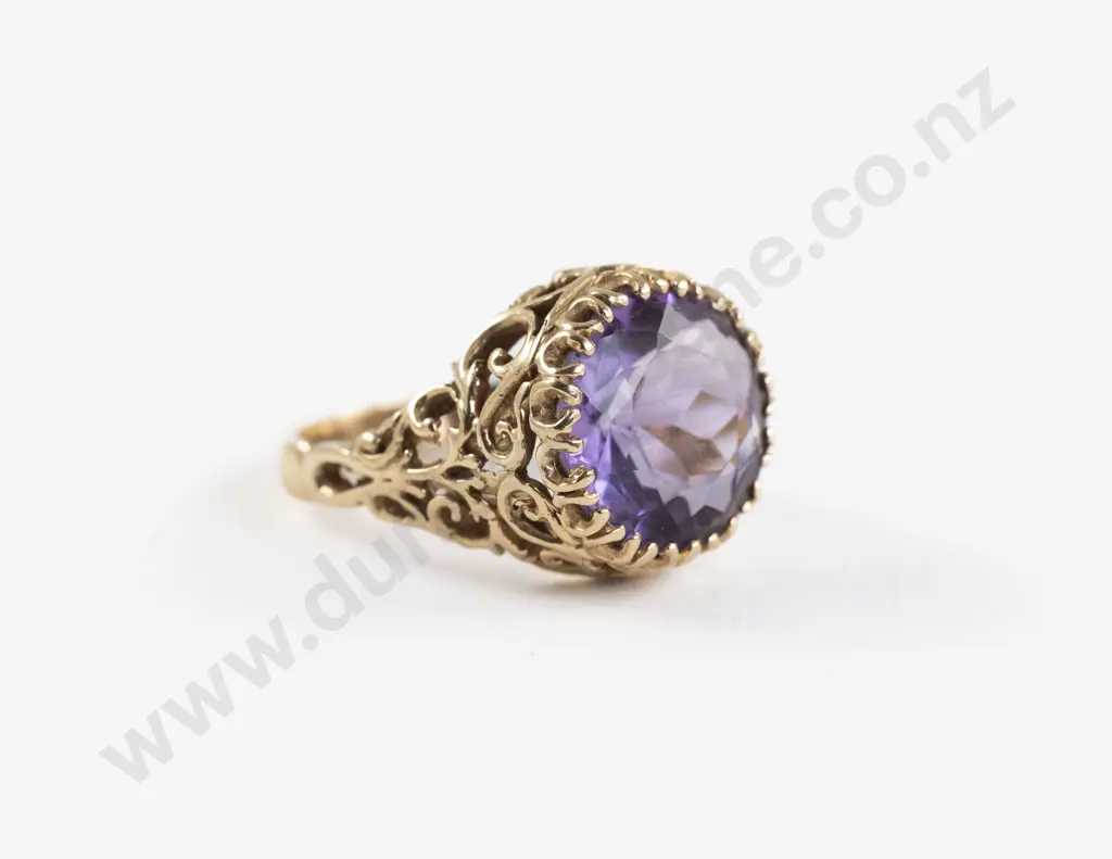 14ct Single Amethyst Dress Ring Image 1++