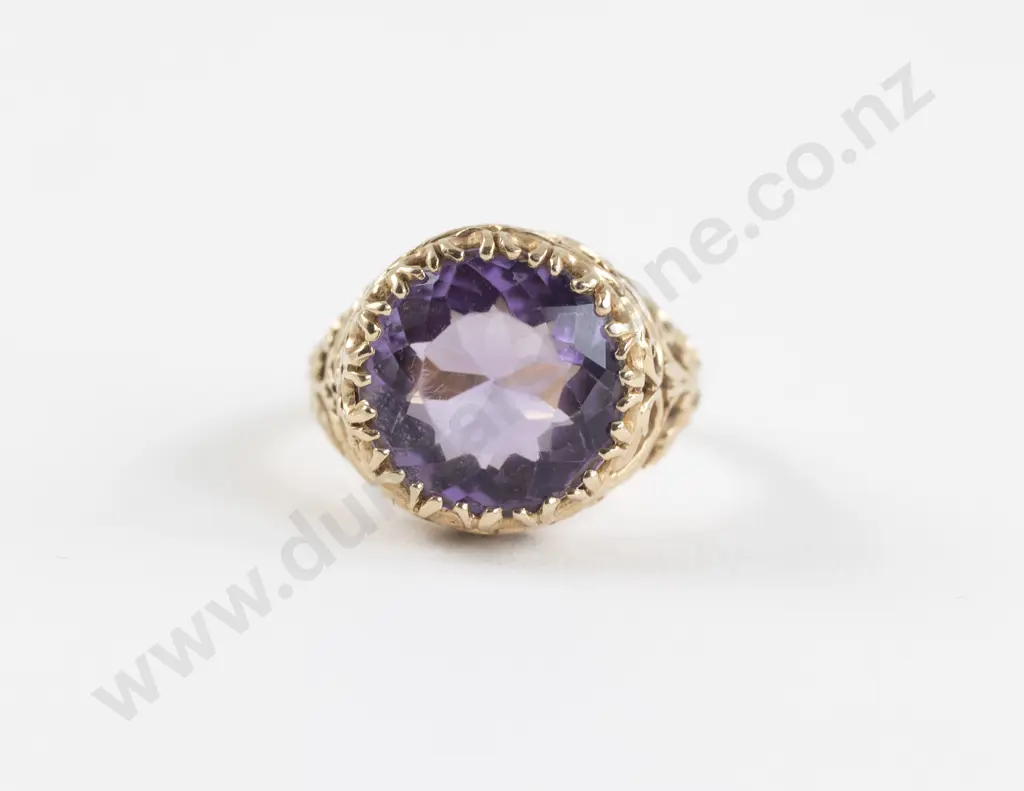14ct Single Amethyst Dress Ring Image 1++