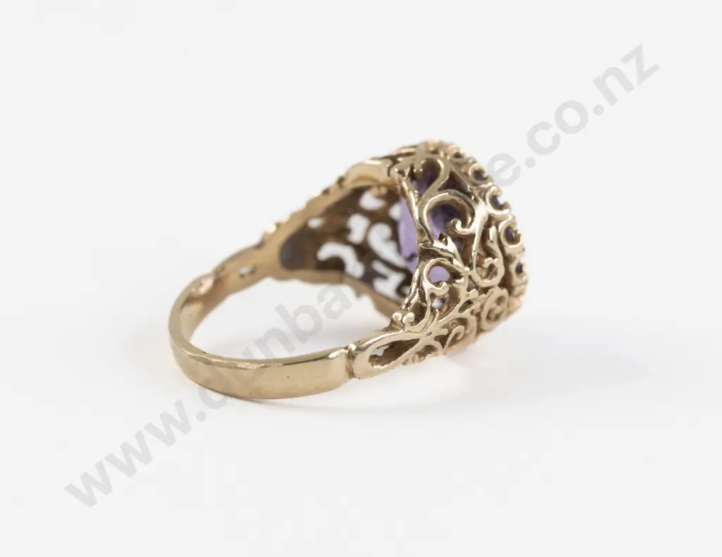 14ct Single Amethyst Dress Ring Image 1++