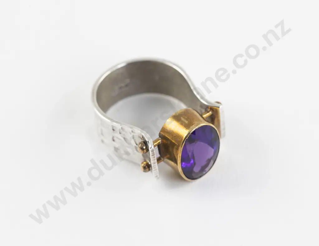 Mexican .925 Silver Single Amethyst Dress Ring Image 1++