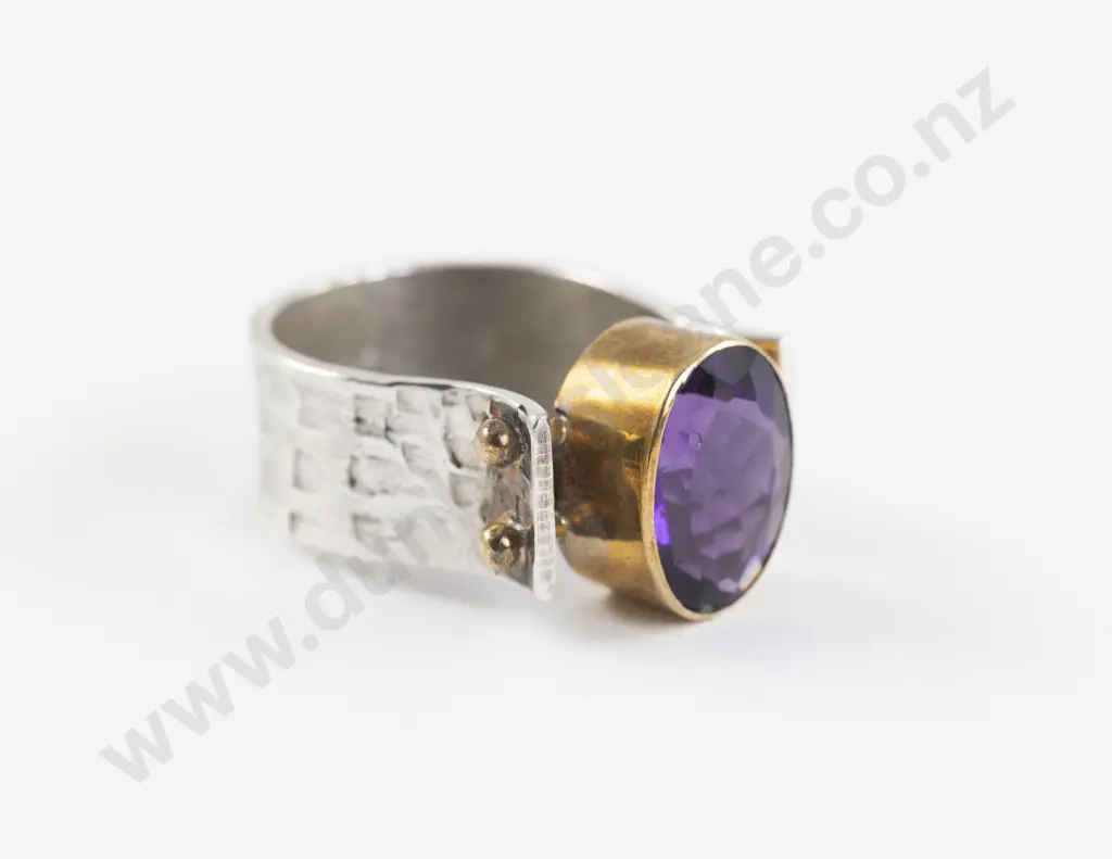 Mexican .925 Silver Single Amethyst Dress Ring Image 1++
