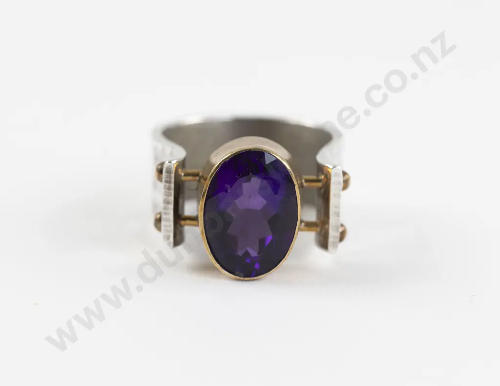 Mexican .925 Silver Single Amethyst Dress Ring Image 1++