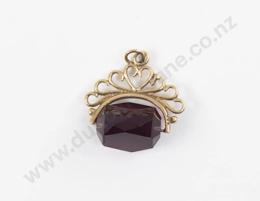 Victorian 9ct Amethyst Fancy Swivel Fob Image 1++