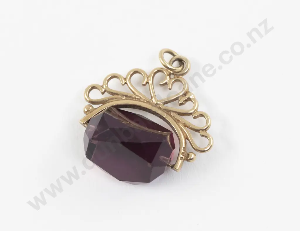 Victorian 9ct Amethyst Fancy Swivel Fob Image 1++