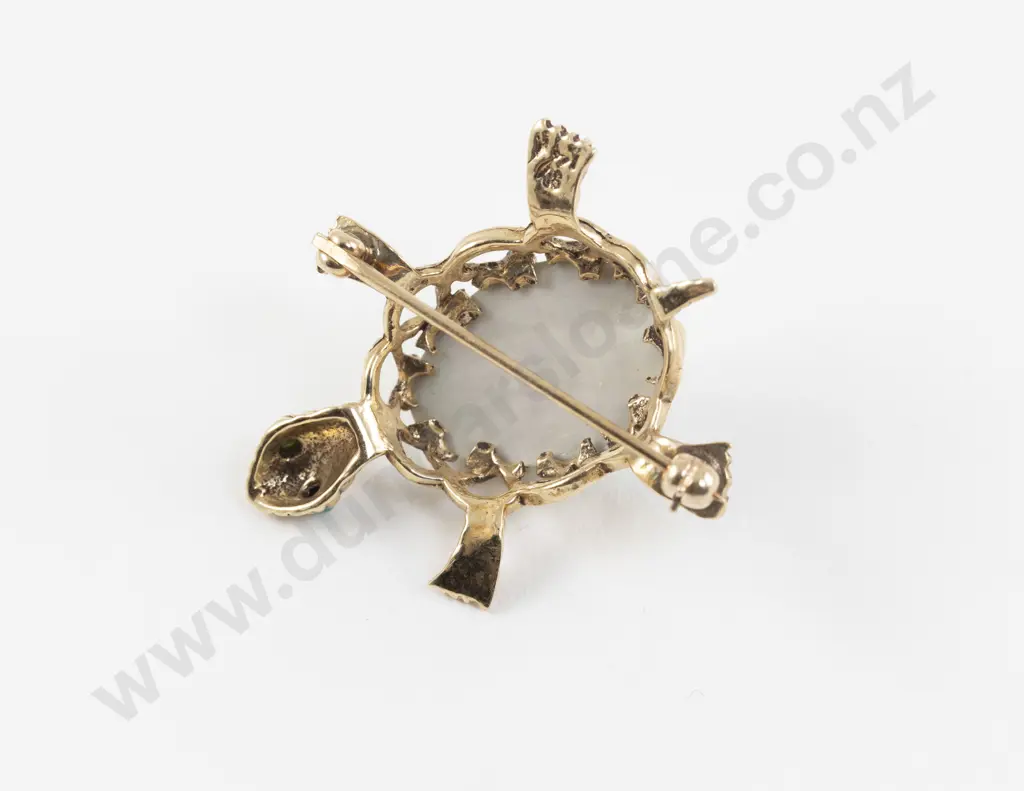 14ct Single Mabe Pearl and Turquoise Turtle Brooch Image 1++
