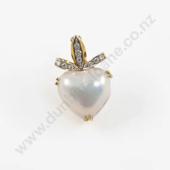 14ct Mabe Pearl and Diamond Pendant