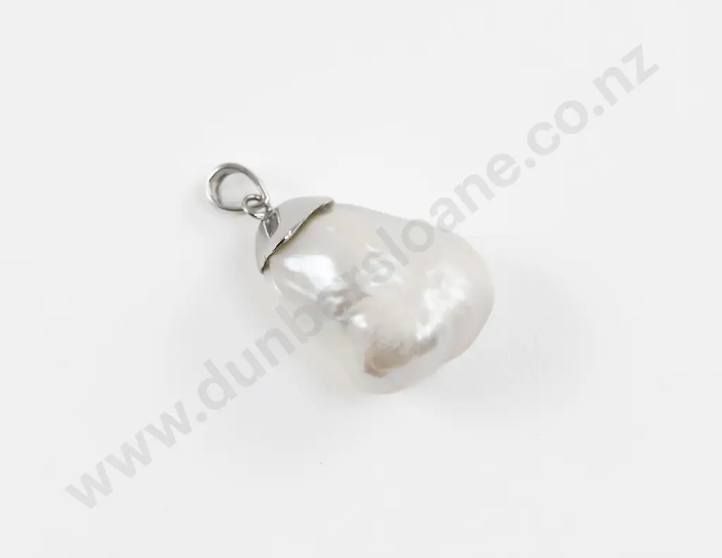 .925 Silver Mounted Large Keshi Pearl Pendant Image 1++