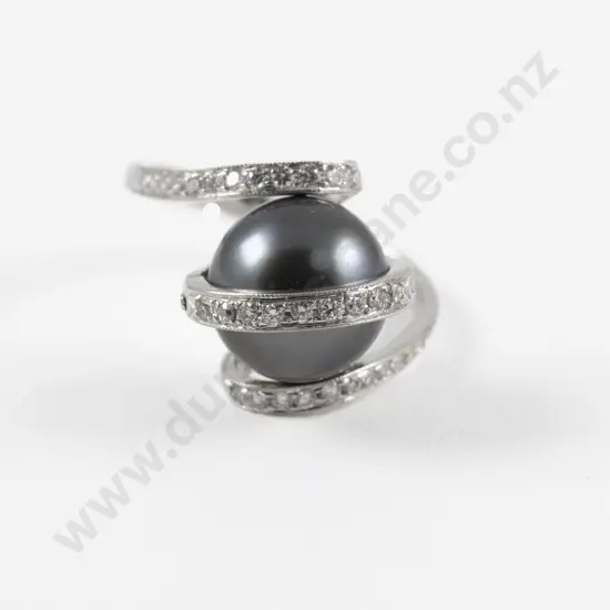 18ct White Gold 34Stone Pearl and Diamond Dress Ring