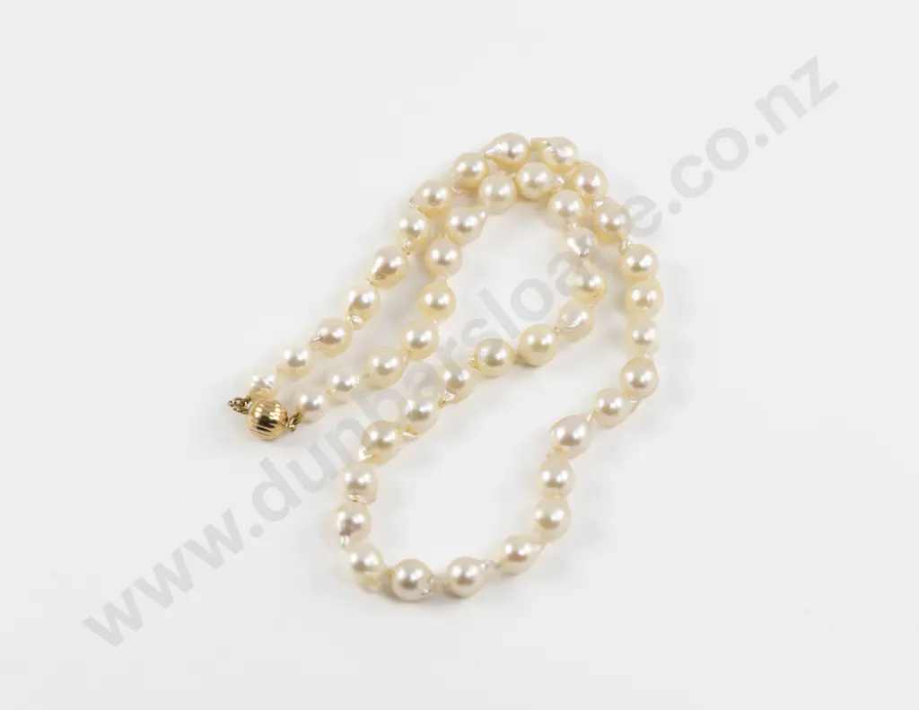 Single Strand Uniform Semi-Baroque Pearl Necklace Image 1++