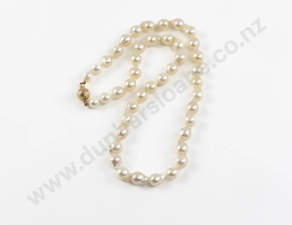 Single Strand Uniform Semi-Baroque Pearl Necklace Image 1++