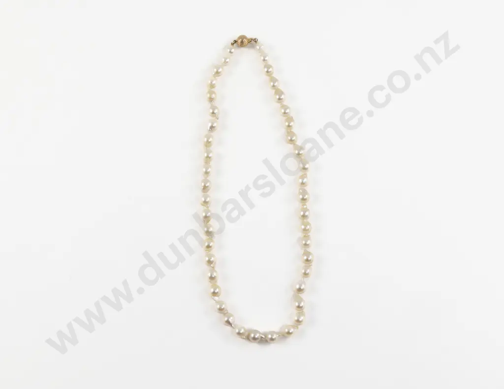 Single Strand Uniform Semi-Baroque Pearl Necklace Image 1++