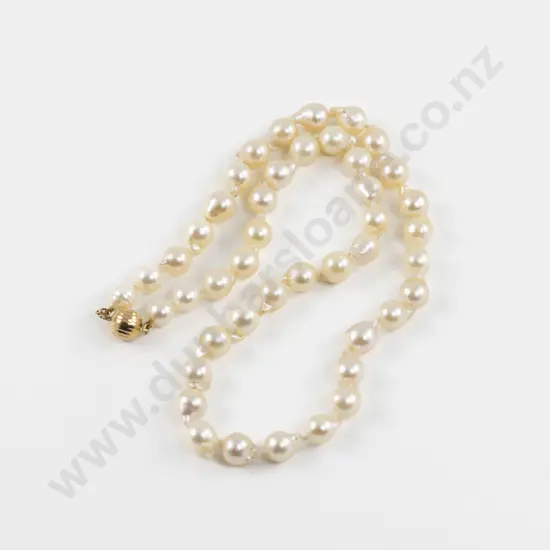 Single Strand Uniform Semi-Baroque Pearl Necklace