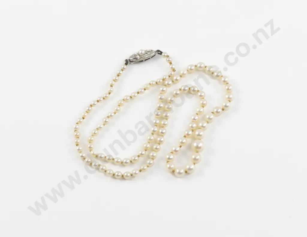 Single Strand Slightly Graduated Cultured Pearl Necklace Image 1++