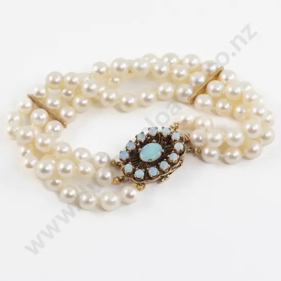 Triple Strand Uniform Cultured Pearl Bracelet
