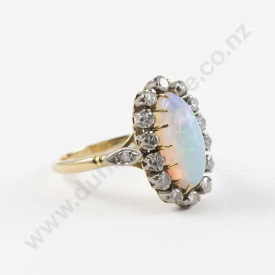 18ct 15Stone Opal and Diamond Cluster Ring