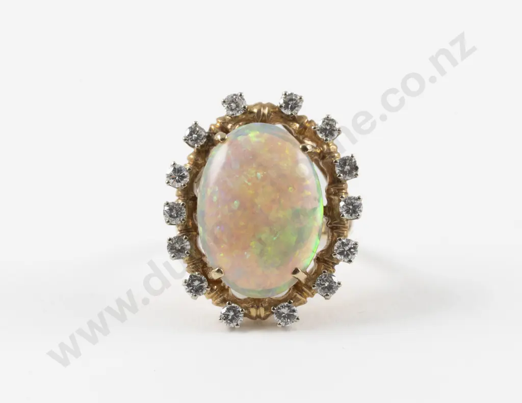 14ct 15Stone Crystal Opal and Diamond Dress Ring Image 1++