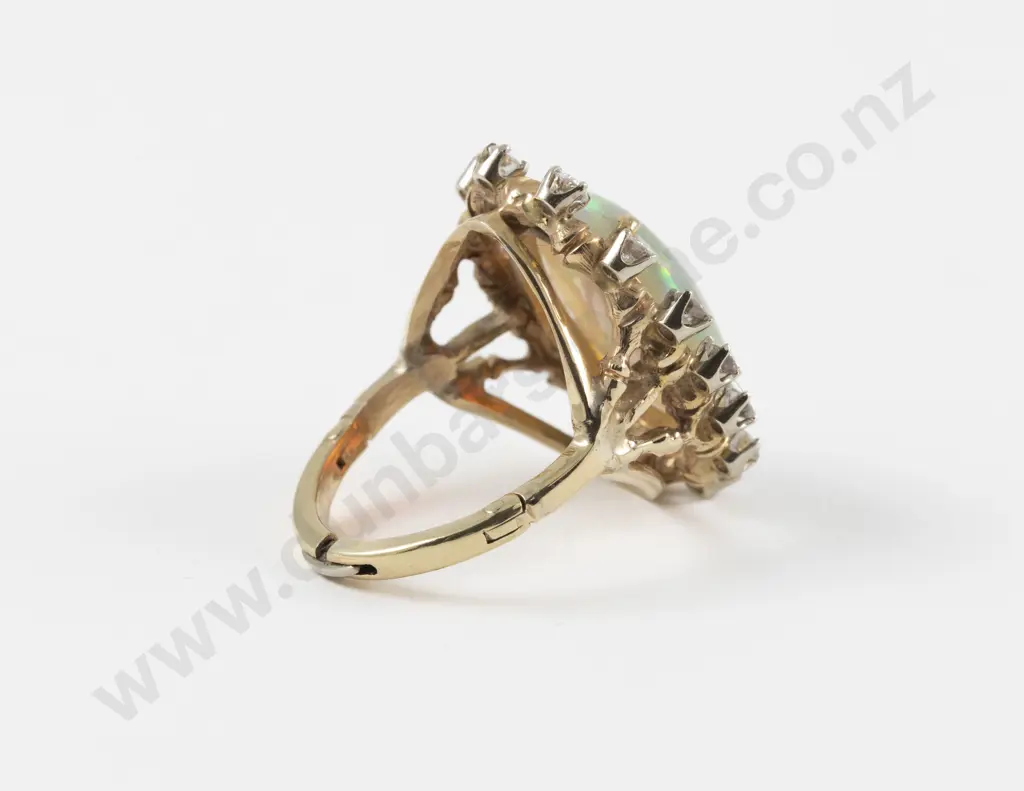 14ct 15Stone Crystal Opal and Diamond Dress Ring Image 1++