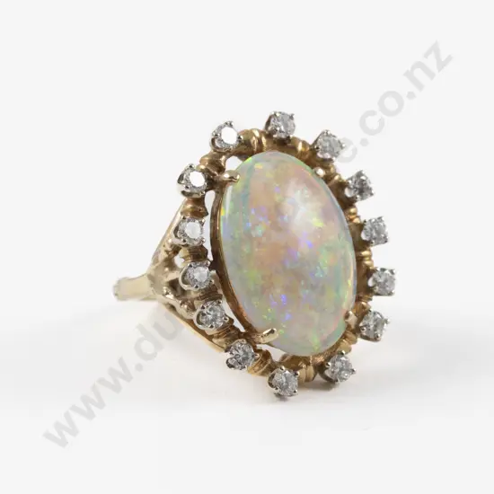 14ct 15Stone Crystal Opal and Diamond Dress Ring