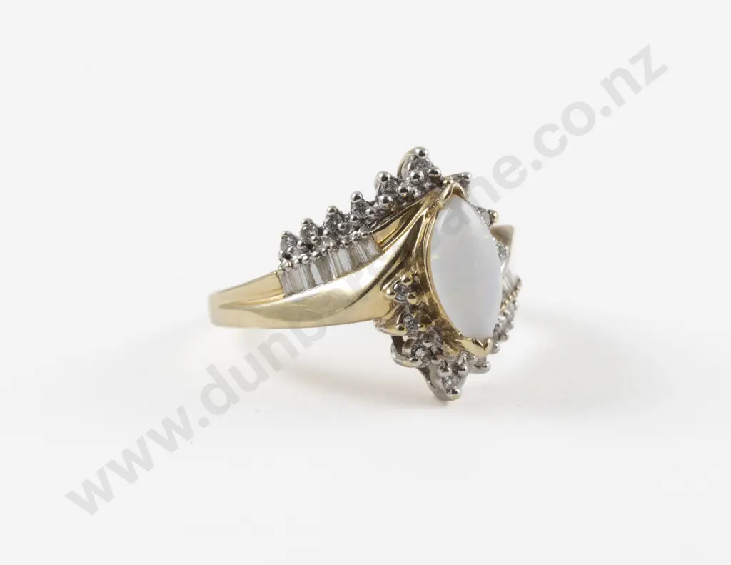 9ct Opal and Diamond Dress Ring Image 1++