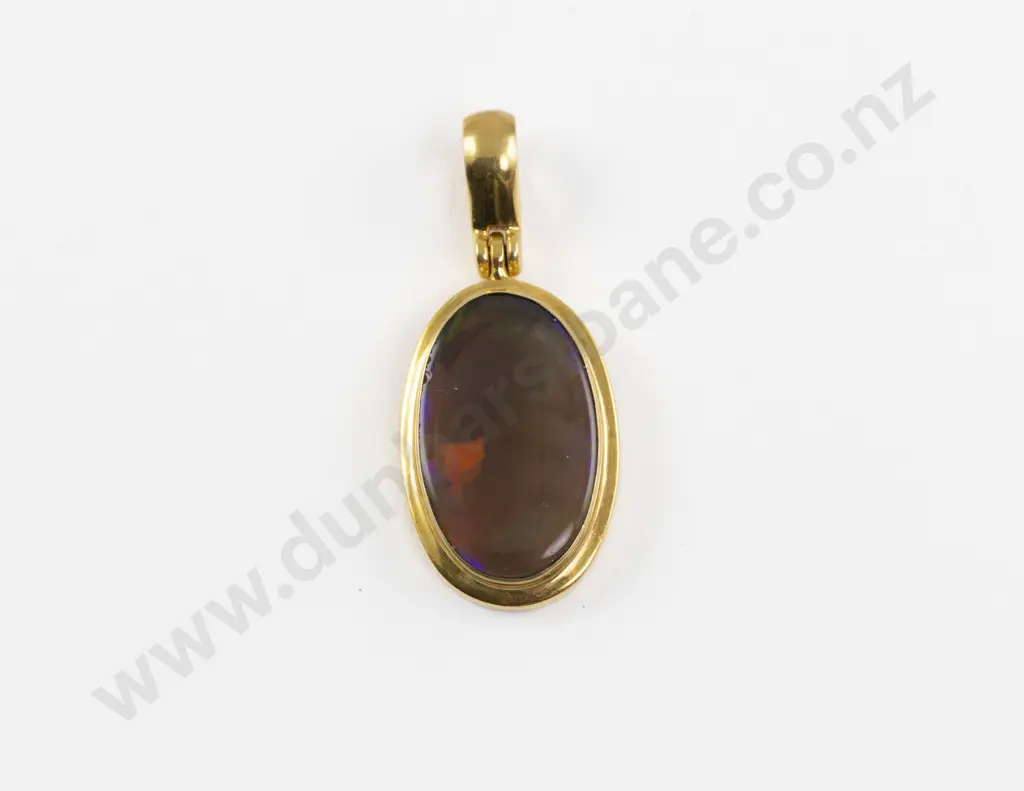 Silver Gilt Single Black Jelly Opal Pendant Image 1++