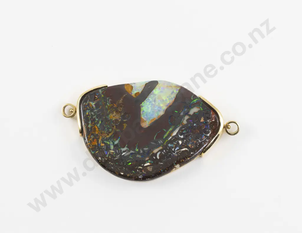 18ct Mounted Australian Boulder Natural Form Opal Pendant Image 1++