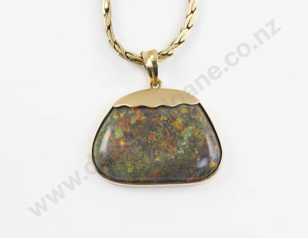 14ct Single Andamooka Opal Pendant Image 1++