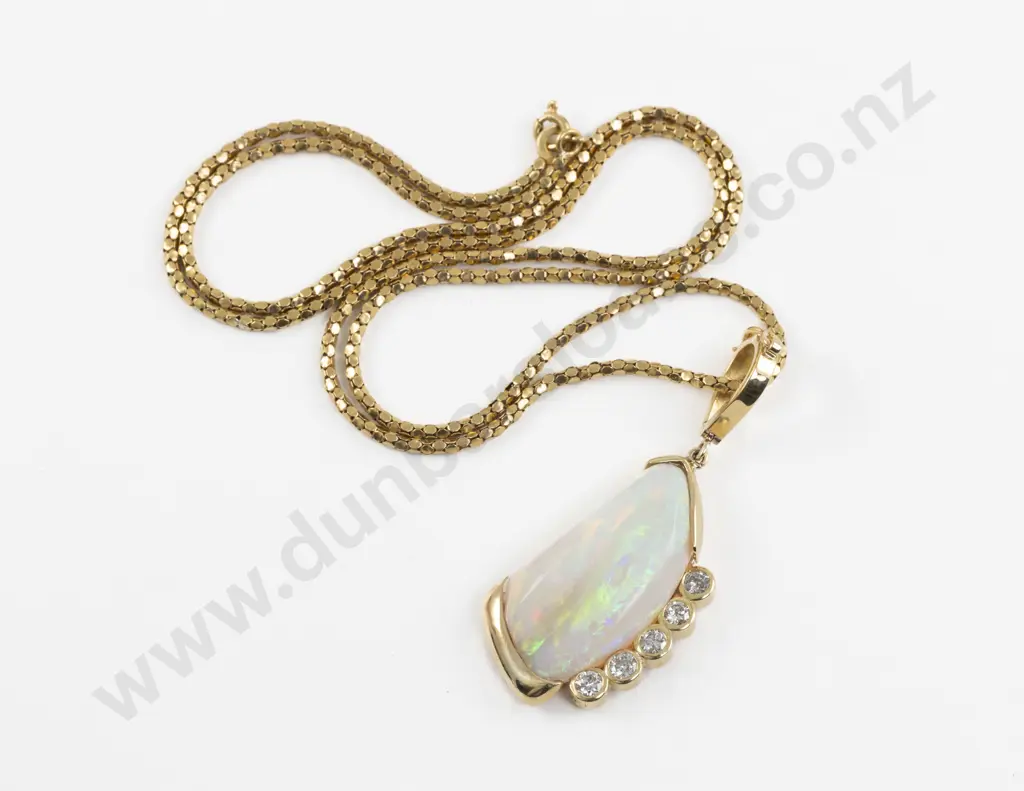 18ct Large Crystal Opal and Diamond Pendant Enhancer Image 1++