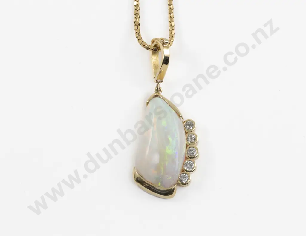 18ct Large Crystal Opal and Diamond Pendant Enhancer Image 1++