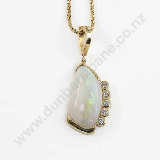 18ct Large Crystal Opal and Diamond Pendant Enhancer